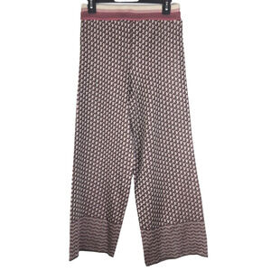 NWT Zara Metallic Knit Pants High Rise Wide Leg Crop Ankle Brown Pink Size Small